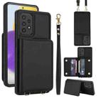 For Samsung Galaxy A53 5G / 4G Crossbody Dual-buckle Wallet RFID Back Leather Phone Case(Black) - 1
