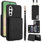 For Samsung Galaxy A56 5G Crossbody Dual-buckle Wallet RFID Back Leather Phone Case(Black) - 1