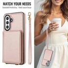 For Samsung Galaxy A56 5G Crossbody Dual-buckle Wallet RFID Back Leather Phone Case(Rose Gold) - 3