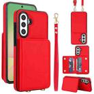 For Samsung Galaxy A36 5G Crossbody Dual-buckle Wallet RFID Back Leather Phone Case(Red) - 1