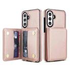 For Samsung Galaxy A36 5G Crossbody Dual-buckle Wallet RFID Back Leather Phone Case(Rose Gold) - 2