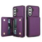 For Samsung Galaxy A36 5G Crossbody Dual-buckle Wallet RFID Back Leather Phone Case(Dark Purple) - 2