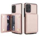 For Samsung Galaxy A73 Crossbody Dual-buckle Wallet RFID Back Leather Phone Case(Rose Gold) - 2
