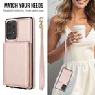 For Samsung Galaxy A73 Crossbody Dual-buckle Wallet RFID Back Leather Phone Case(Rose Gold) - 3