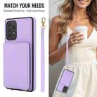 For Samsung Galaxy A73 Crossbody Dual-buckle Wallet RFID Back Leather Phone Case(Light Purple) - 3