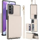 For Samsung Galaxy Note20 Crossbody Dual-buckle Wallet RFID Back Leather Phone Case(White) - 1