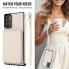 For Samsung Galaxy Note20 Crossbody Dual-buckle Wallet RFID Back Leather Phone Case(White) - 3