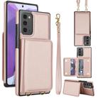 For Samsung Galaxy Note20 Crossbody Dual-buckle Wallet RFID Back Leather Phone Case(Rose Gold) - 1