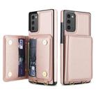 For Samsung Galaxy Note20 Crossbody Dual-buckle Wallet RFID Back Leather Phone Case(Rose Gold) - 2