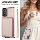 For Samsung Galaxy Note20 Crossbody Dual-buckle Wallet RFID Back Leather Phone Case(Rose Gold) - 3