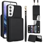 For Samsung Galaxy S21 5G Crossbody Dual-buckle Wallet RFID Back Leather Phone Case(Black) - 1