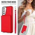 For Samsung Galaxy S21+ 5G Crossbody Dual-buckle Wallet RFID Back Leather Phone Case(Red) - 3