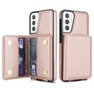 For Samsung Galaxy S21+ 5G Crossbody Dual-buckle Wallet RFID Back Leather Phone Case(Rose Gold) - 2