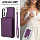 For Samsung Galaxy S21+ 5G Crossbody Dual-buckle Wallet RFID Back Leather Phone Case(Dark Purple) - 3