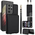 For Samsung Galaxy S21 Ultra 5G Crossbody Dual-buckle Wallet RFID Back Leather Phone Case(Black) - 1