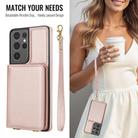 For Samsung Galaxy S21 Ultra 5G Crossbody Dual-buckle Wallet RFID Back Leather Phone Case(Rose Gold) - 3