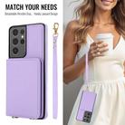 For Samsung Galaxy S21 Ultra 5G Crossbody Dual-buckle Wallet RFID Back Leather Phone Case(Light Purple) - 3
