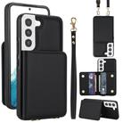For Samsung Galaxy S21 FE 5G Crossbody Dual-buckle Wallet RFID Back Leather Phone Case(Black) - 1