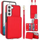 For Samsung Galaxy S21 FE 5G Crossbody Dual-buckle Wallet RFID Back Leather Phone Case(Red) - 1