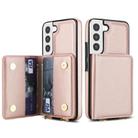 For Samsung Galaxy S21 FE 5G Crossbody Dual-buckle Wallet RFID Back Leather Phone Case(Rose Gold) - 2