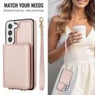 For Samsung Galaxy S21 FE 5G Crossbody Dual-buckle Wallet RFID Back Leather Phone Case(Rose Gold) - 3