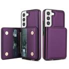For Samsung Galaxy S21 FE 5G Crossbody Dual-buckle Wallet RFID Back Leather Phone Case(Dark Purple) - 2