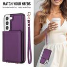 For Samsung Galaxy S21 FE 5G Crossbody Dual-buckle Wallet RFID Back Leather Phone Case(Dark Purple) - 3