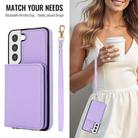 For Samsung Galaxy S21 FE 5G Crossbody Dual-buckle Wallet RFID Back Leather Phone Case(Light Purple) - 3