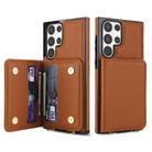 For Samsung Galaxy S22 Ultra 5G Crossbody Dual-buckle Wallet RFID Back Leather Phone Case(Brown) - 2
