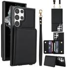 For Samsung Galaxy S23 Ultra 5G Crossbody Dual-buckle Wallet RFID Back Leather Phone Case(Black) - 1
