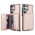 For Samsung Galaxy S23 Ultra 5G Crossbody Dual-buckle Wallet RFID Back Leather Phone Case(Rose Gold) - 2
