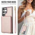 For Samsung Galaxy S23 Ultra 5G Crossbody Dual-buckle Wallet RFID Back Leather Phone Case(Rose Gold) - 3