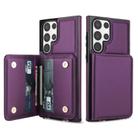 For Samsung Galaxy S23 Ultra 5G Crossbody Dual-buckle Wallet RFID Back Leather Phone Case(Dark Purple) - 2