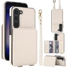 For Samsung Galaxy S23+ 5G Crossbody Dual-buckle Wallet RFID Back Leather Phone Case(White) - 1