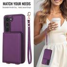 For Samsung Galaxy S23+ 5G Crossbody Dual-buckle Wallet RFID Back Leather Phone Case(Dark Purple) - 3