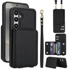 For Samsung Galaxy S24+ 5G Crossbody Dual-buckle Wallet RFID Back Leather Phone Case(Black) - 1