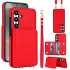 For Samsung Galaxy S24+ 5G Crossbody Dual-buckle Wallet RFID Back Leather Phone Case(Red) - 1