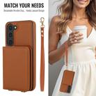 For Samsung Galaxy S25 5G Crossbody Dual-buckle Wallet RFID Back Leather Phone Case(Brown) - 3
