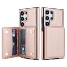 For Samsung Galaxy S25 Ultra 5G Crossbody Dual-buckle Wallet RFID Back Leather Phone Case(Rose Gold) - 2