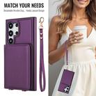 For Samsung Galaxy S25 Ultra 5G Crossbody Dual-buckle Wallet RFID Back Leather Phone Case(Dark Purple) - 3