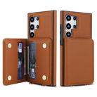For Samsung Galaxy S25 Ultra 5G Crossbody Dual-buckle Wallet RFID Back Leather Phone Case(Brown) - 2