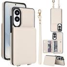 For Samsung Galaxy S25 Edge 5G Crossbody Dual-buckle Wallet RFID Back Leather Phone Case(White) - 1