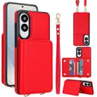 For Samsung Galaxy S25 Edge 5G Crossbody Dual-buckle Wallet RFID Back Leather Phone Case(Red) - 1