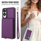 For Samsung Galaxy S25 Edge 5G Crossbody Dual-buckle Wallet RFID Back Leather Phone Case(Dark Purple) - 3