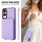 For Samsung Galaxy S25 Edge 5G Crossbody Dual-buckle Wallet RFID Back Leather Phone Case(Light Purple) - 3