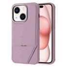 For iPhone 15 Fabric Feel PU MagSafe Phone Case(Purple) - 1