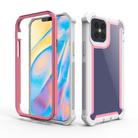 For iPhone 12 mini Four-corner Shockproof All-inclusive Transparent Space Protective Case(Pink White) - 1