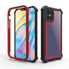 For iPhone 12 / 12 Pro Four-corner Shockproof All-inclusive Transparent Space Protective Case(Black Red) - 1