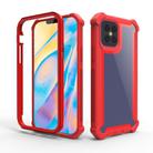 For iPhone 12 / 12 Pro Four-corner Shockproof All-inclusive Transparent Space Protective Case(Red) - 1