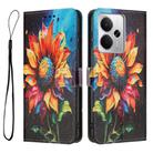 For Realme 14 / P3 5G / 14T 5G Colored Drawing Pattern Leather Phone Case(Sunflower) - 3